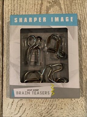 Sharper Image Chrome Brain Teaser Metal Puzzle Set